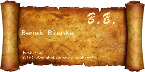 Benek Bianka névjegykártya